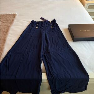 Ralph Lauren Purple Label Collection Blue Wide-Open Leg Trousers NWT